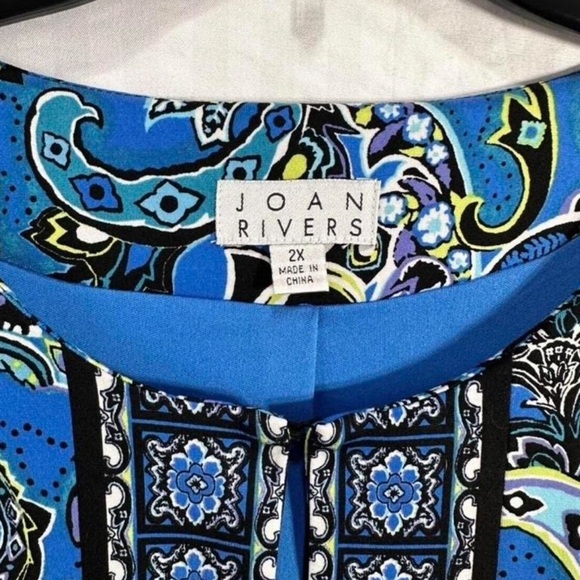 Joan Rivers Perfect Paisley knit open front jacket with 3/4 sleeves - Picture 7 of 9